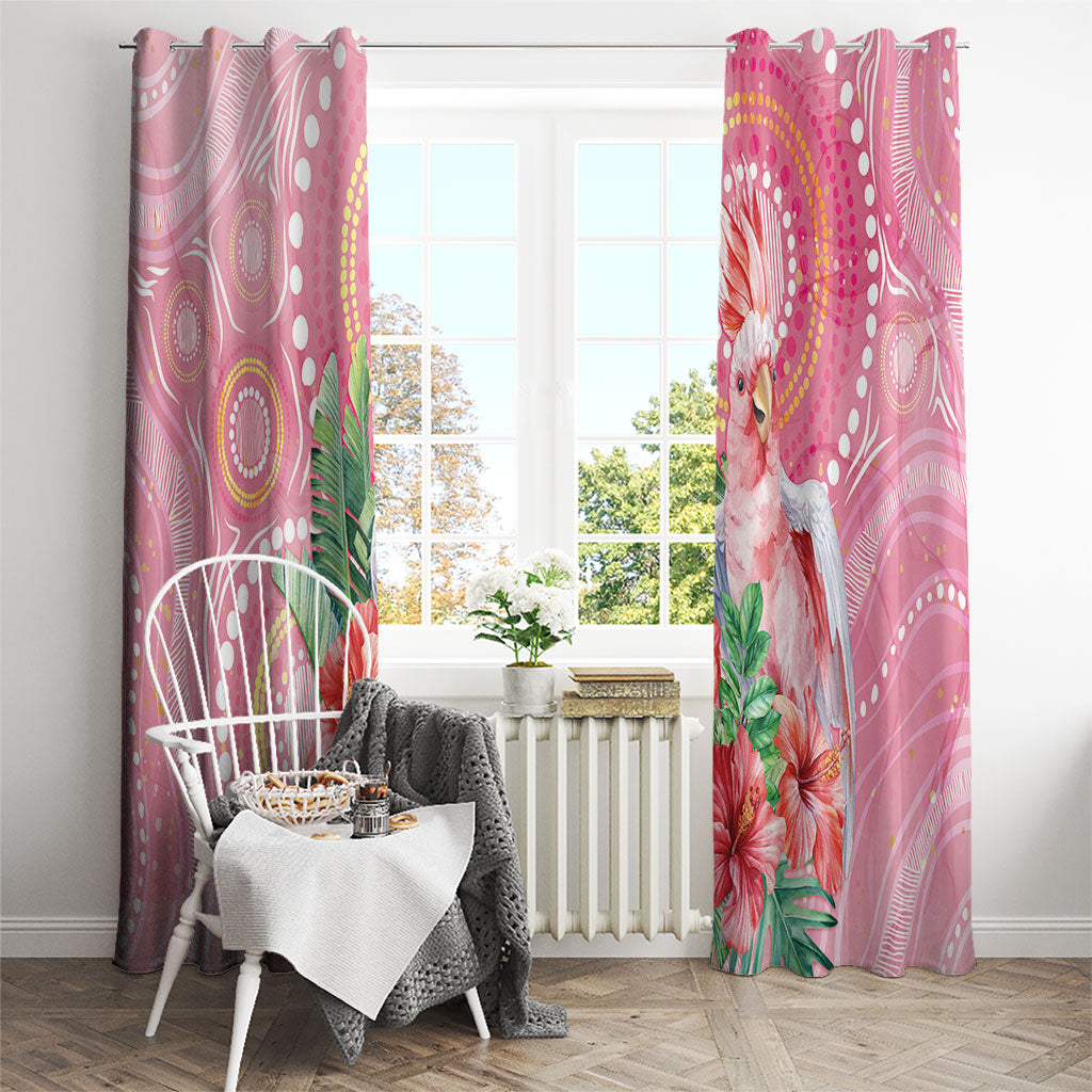 Breast Cancer Pink Cockatoo Window Curtain Indigenous Australia Watercolor Glaze