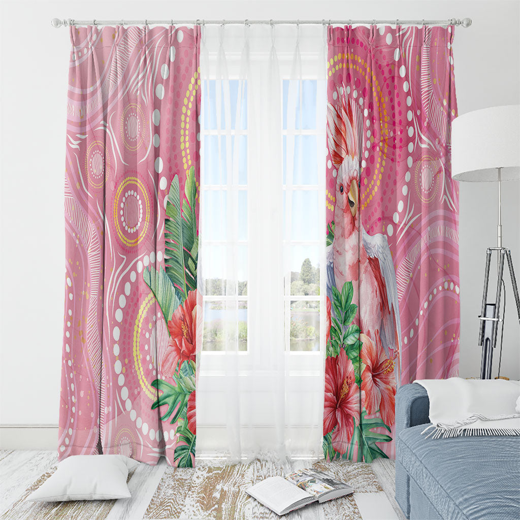 Breast Cancer Pink Cockatoo Window Curtain Indigenous Australia Watercolor Glaze