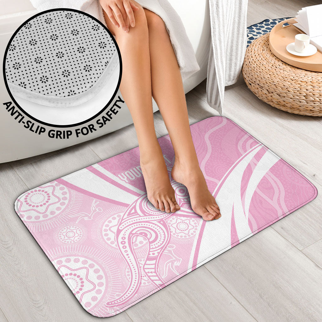 Australia Bowls Personalised Indigenous Pink Round Bathroom Set