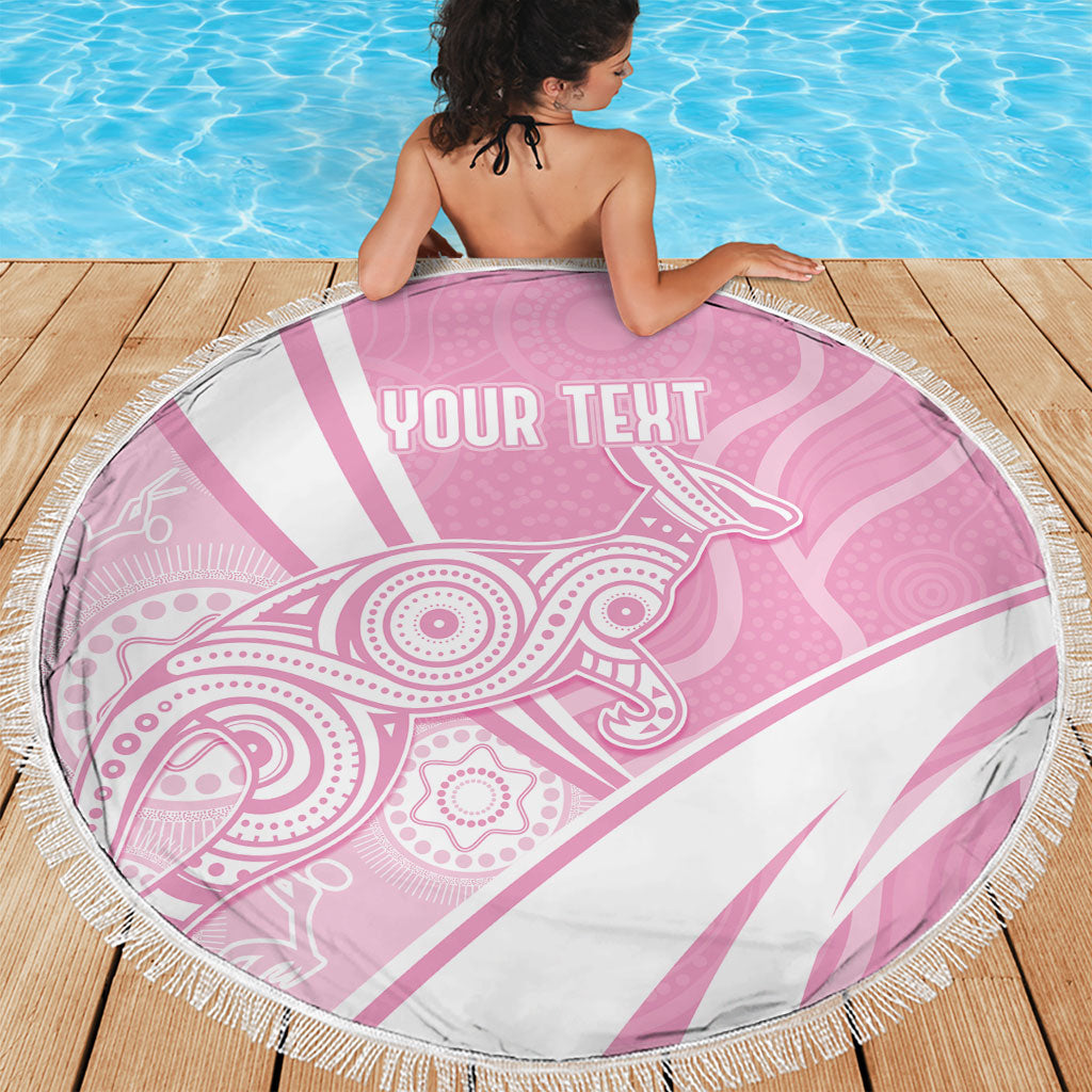 Australia Bowls Personalised Indigenous Pink Round Beach Blanket