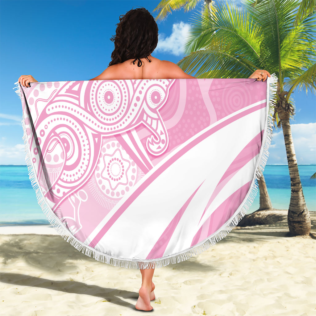 Australia Bowls Personalised Indigenous Pink Round Beach Blanket