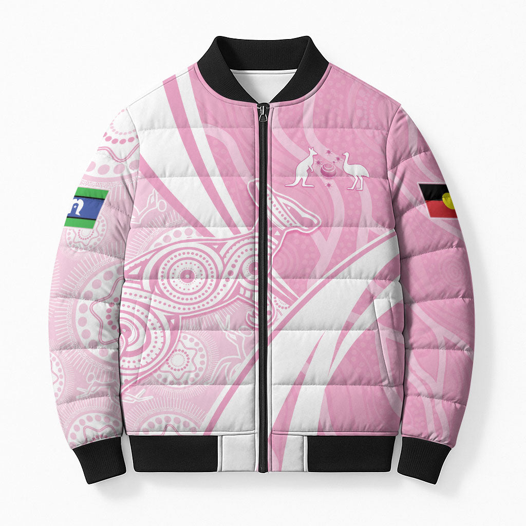Australia Bowls Personalised Indigenous Pink Round Bomber Puffer Jacket
