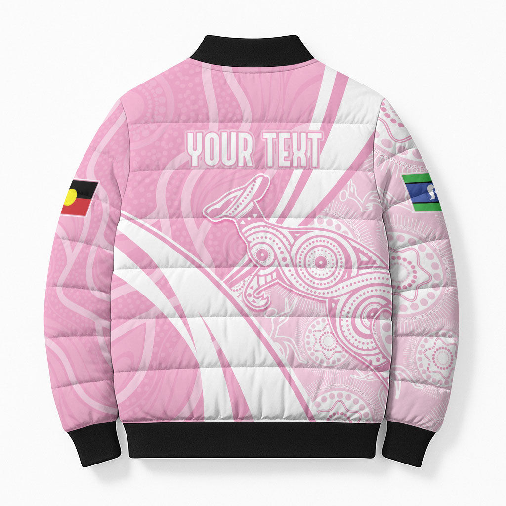 Australia Bowls Personalised Indigenous Pink Round Bomber Puffer Jacket