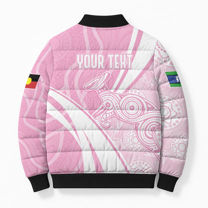 Australia Bowls Personalised Indigenous Pink Round Bomber Puffer Jacket