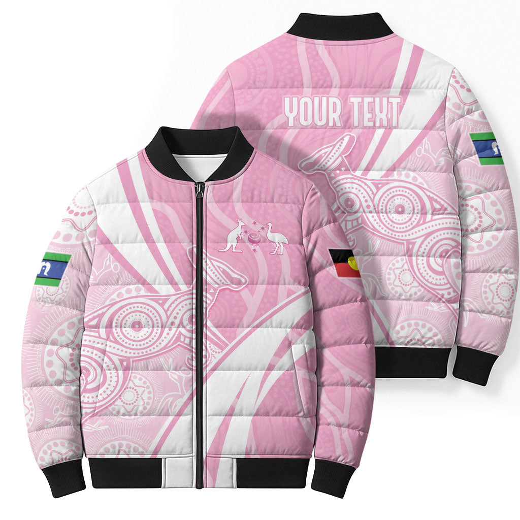 Australia Bowls Personalised Indigenous Pink Round Bomber Puffer Jacket