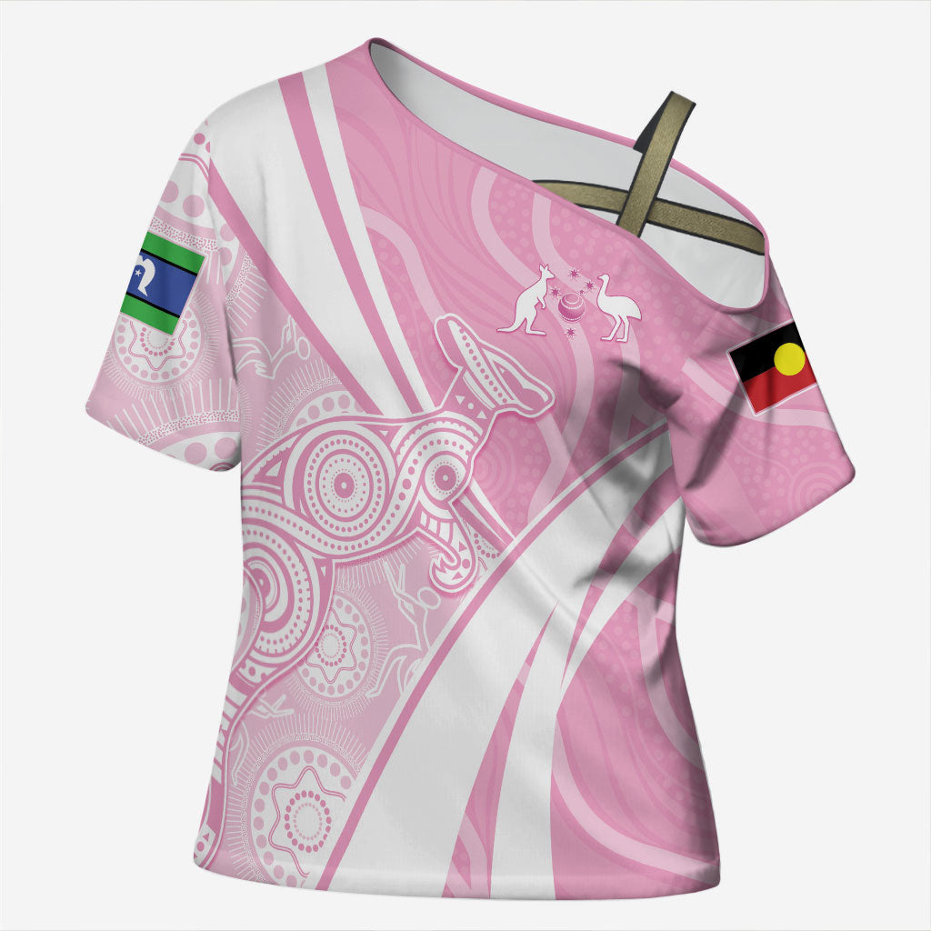 Australia Bowls Personalised Indigenous Pink Round Cross Shoulder Shirt