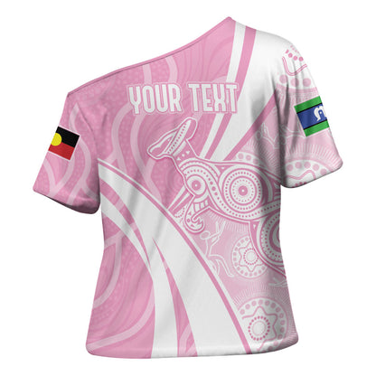 Australia Bowls Personalised Indigenous Pink Round Cross Shoulder Shirt