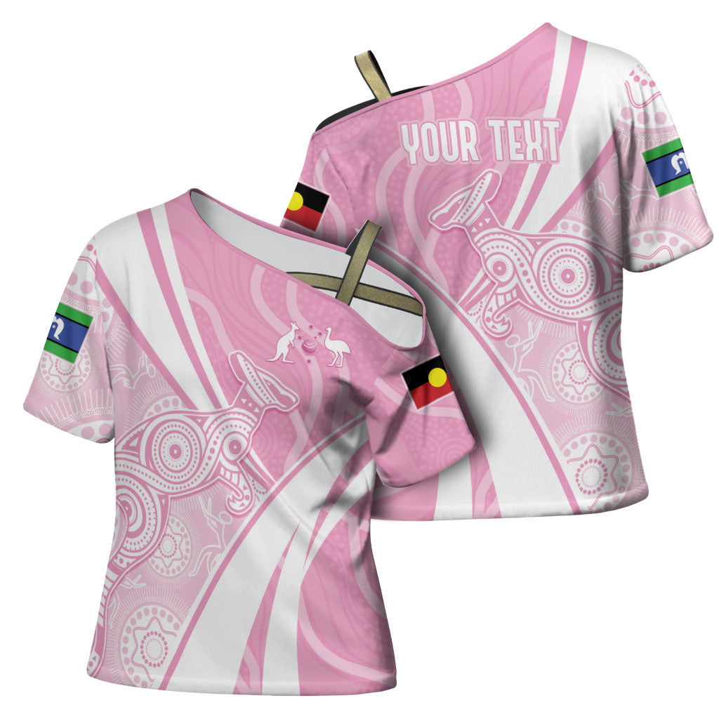 Australia Bowls Personalised Indigenous Pink Round Cross Shoulder Shirt