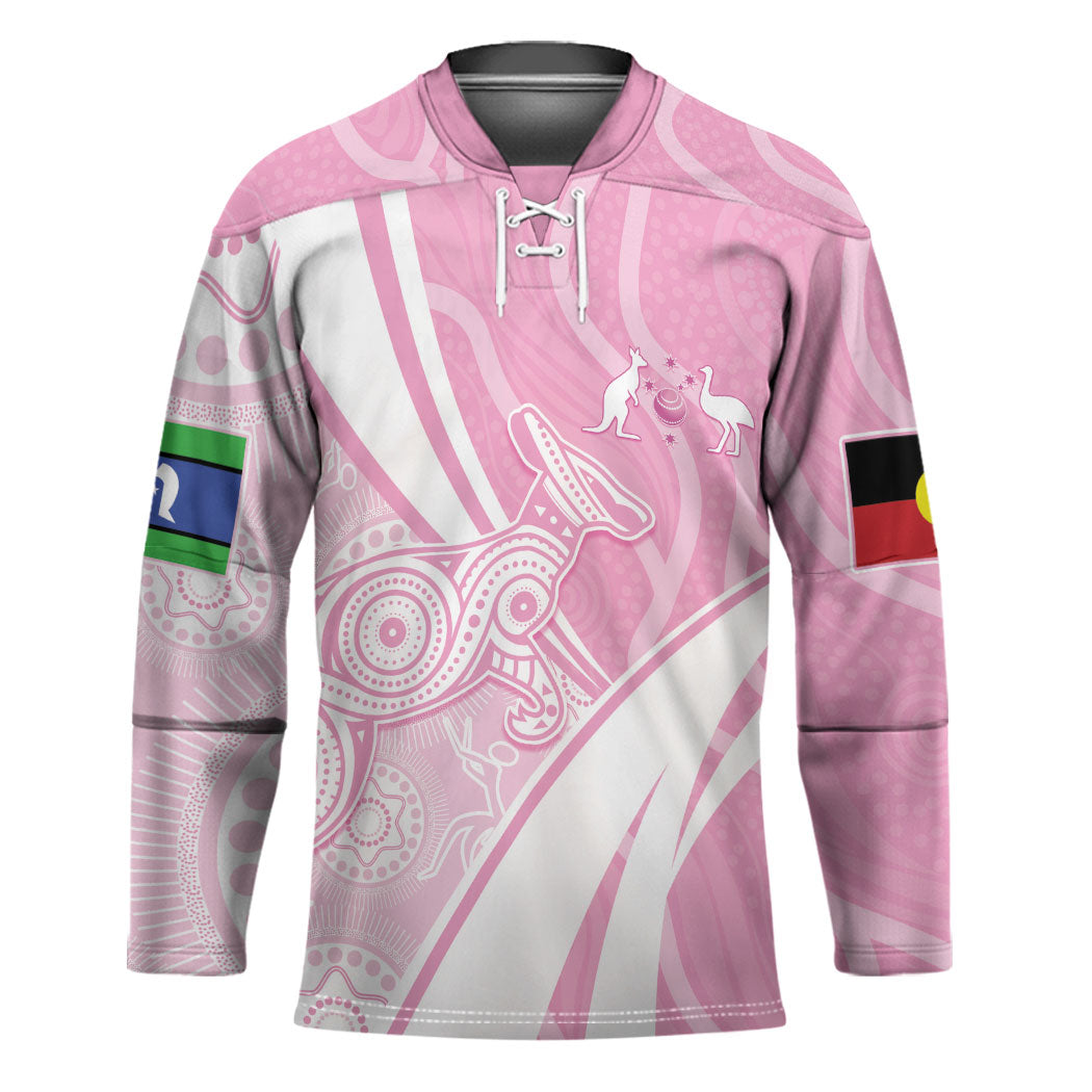 Australia Bowls Personalised Indigenous Pink Round Hockey Jersey
