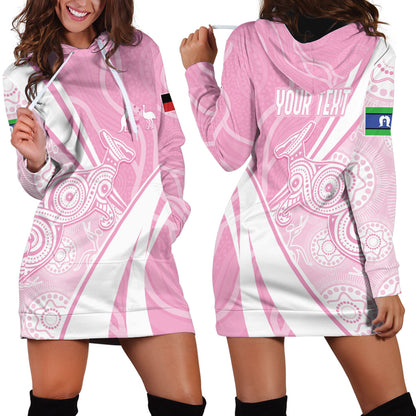 Australia Bowls Personalised Indigenous Pink Round Hoodie Dress