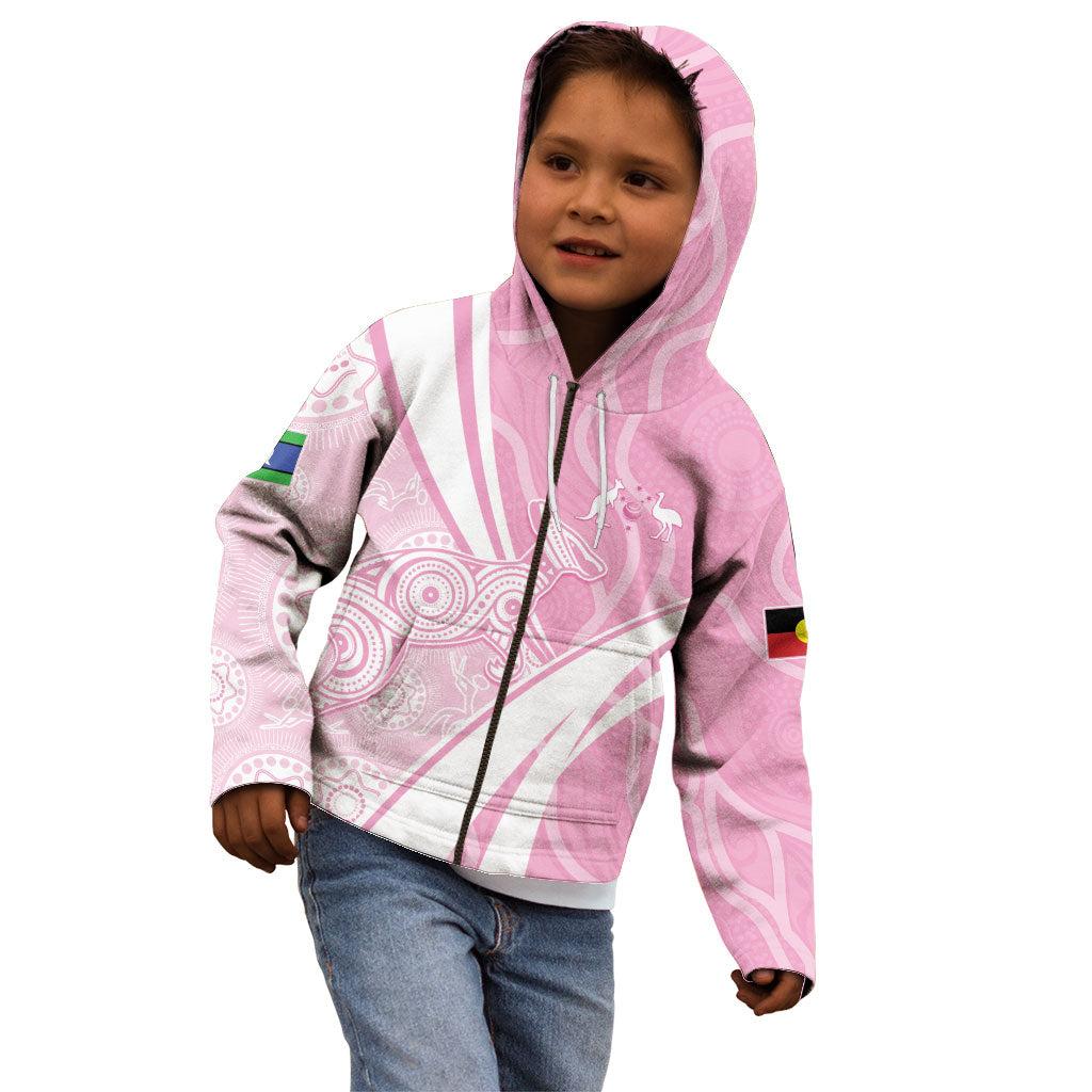 Australia Bowls Personalised Indigenous Pink Round Kid Hoodie