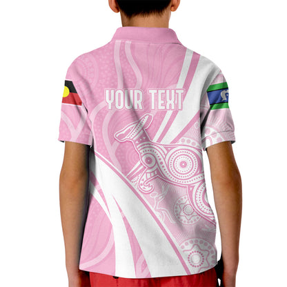 Australia Bowls Personalised Indigenous Pink Round Kid Polo Shirt