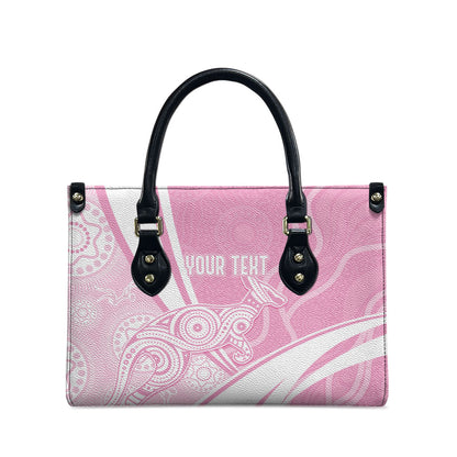 Australia Bowls Personalised Indigenous Pink Round Leather Bag