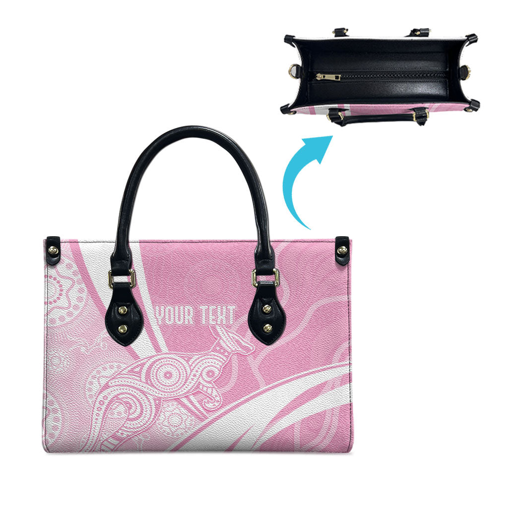 Australia Bowls Personalised Indigenous Pink Round Leather Bag