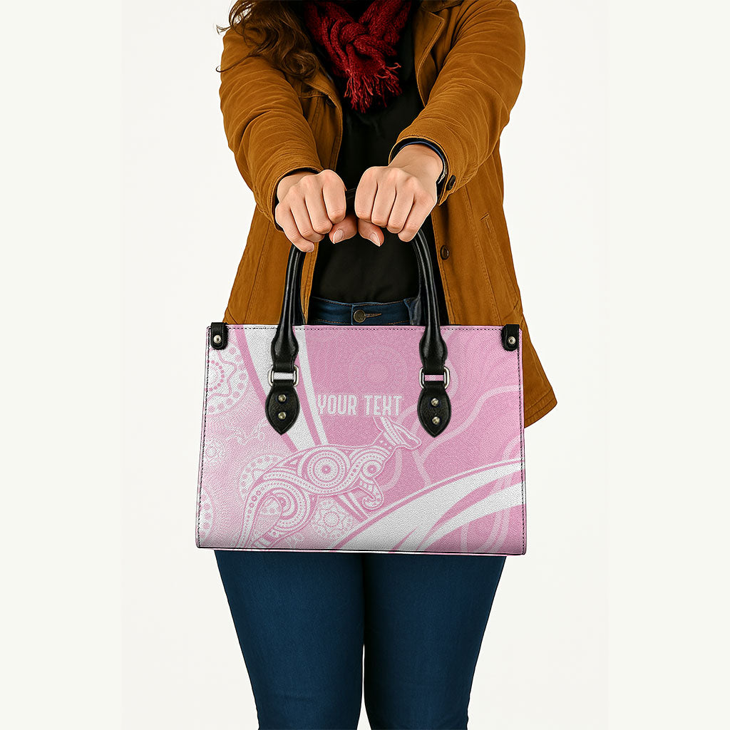 Australia Bowls Personalised Indigenous Pink Round Leather Bag