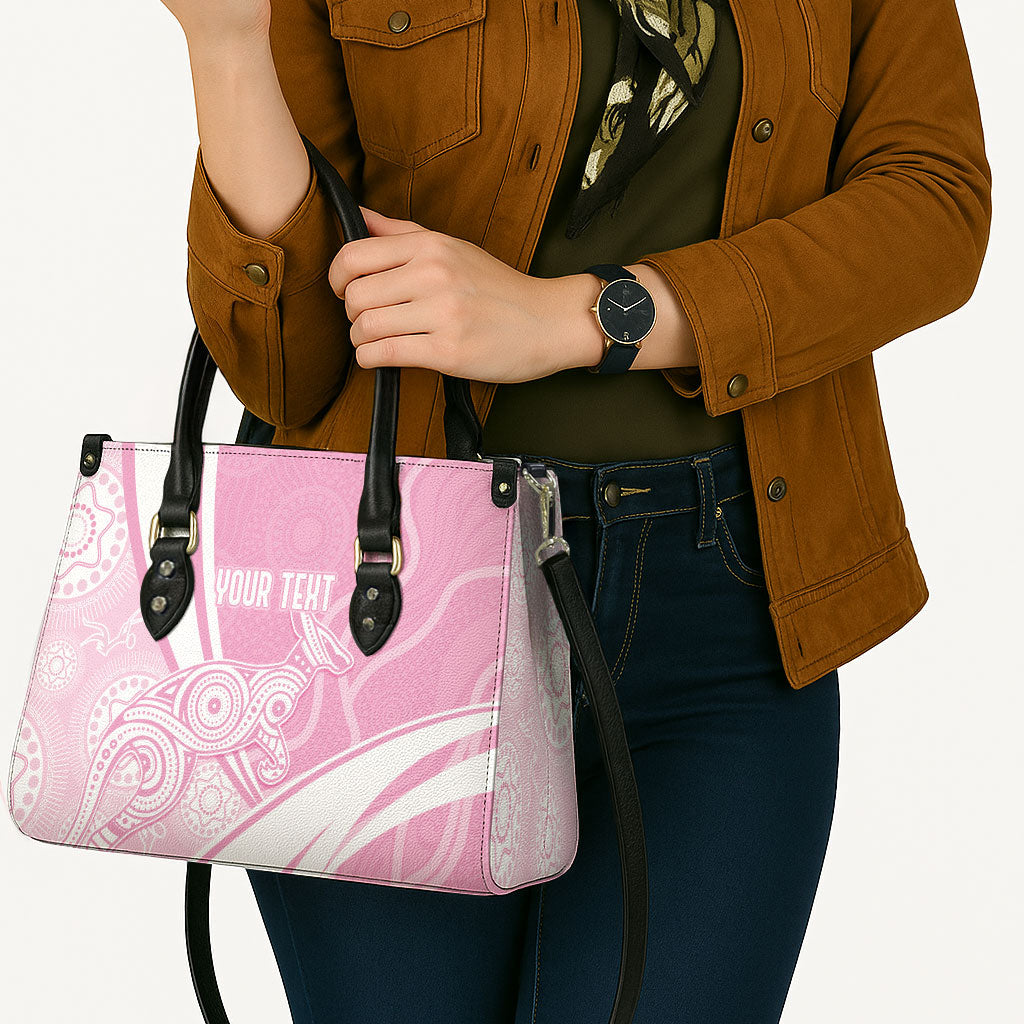 Australia Bowls Personalised Indigenous Pink Round Leather Bag