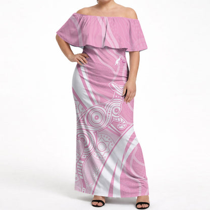 Australia Bowls Personalised Indigenous Pink Round Off Shoulder Maxi Dress