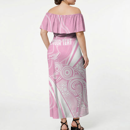 Australia Bowls Personalised Indigenous Pink Round Off Shoulder Maxi Dress