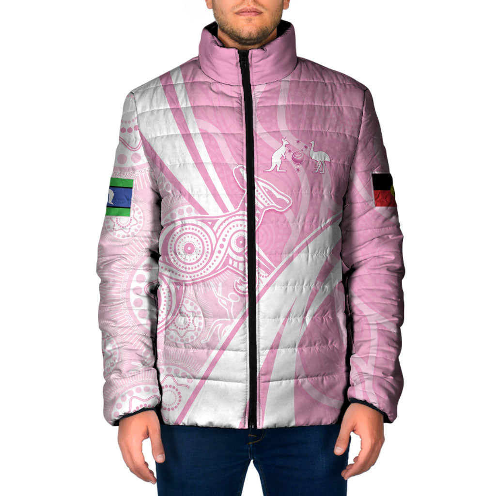 Australia Bowls Personalised Indigenous Pink Round Padded Jacket