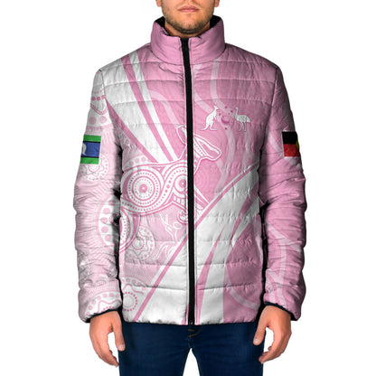 Australia Bowls Personalised Indigenous Pink Round Padded Jacket
