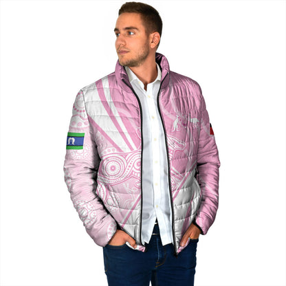 Australia Bowls Personalised Indigenous Pink Round Padded Jacket