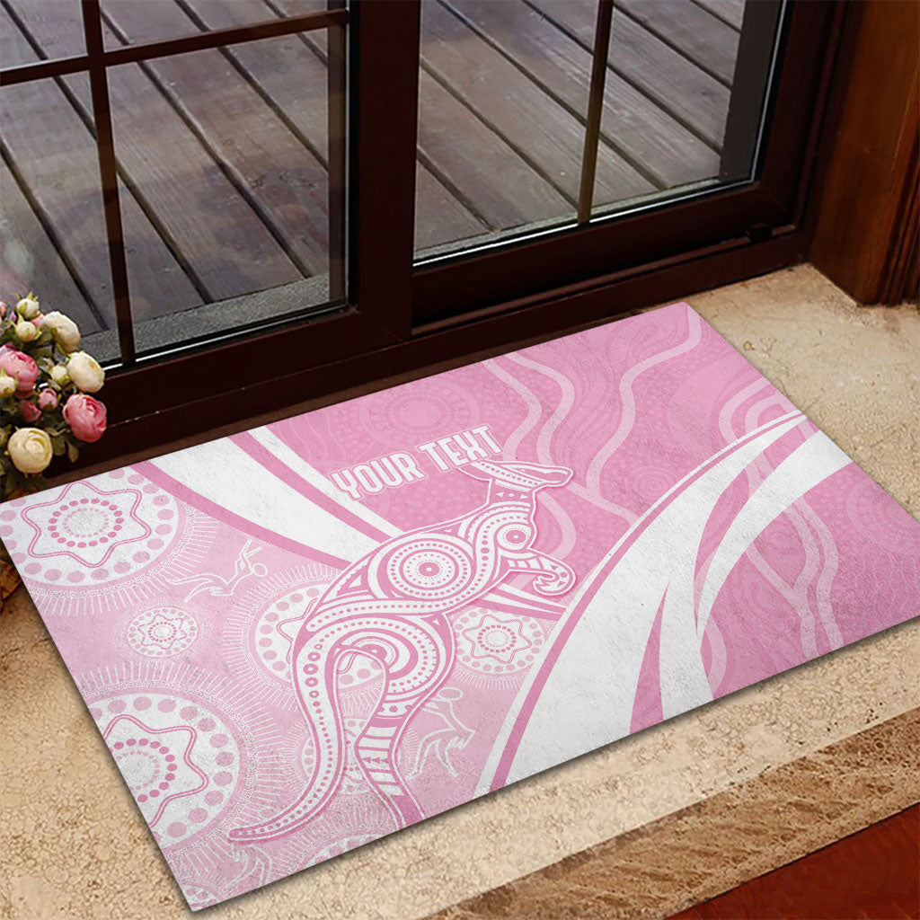 Australia Bowls Personalised Indigenous Pink Round Rubber Doormat