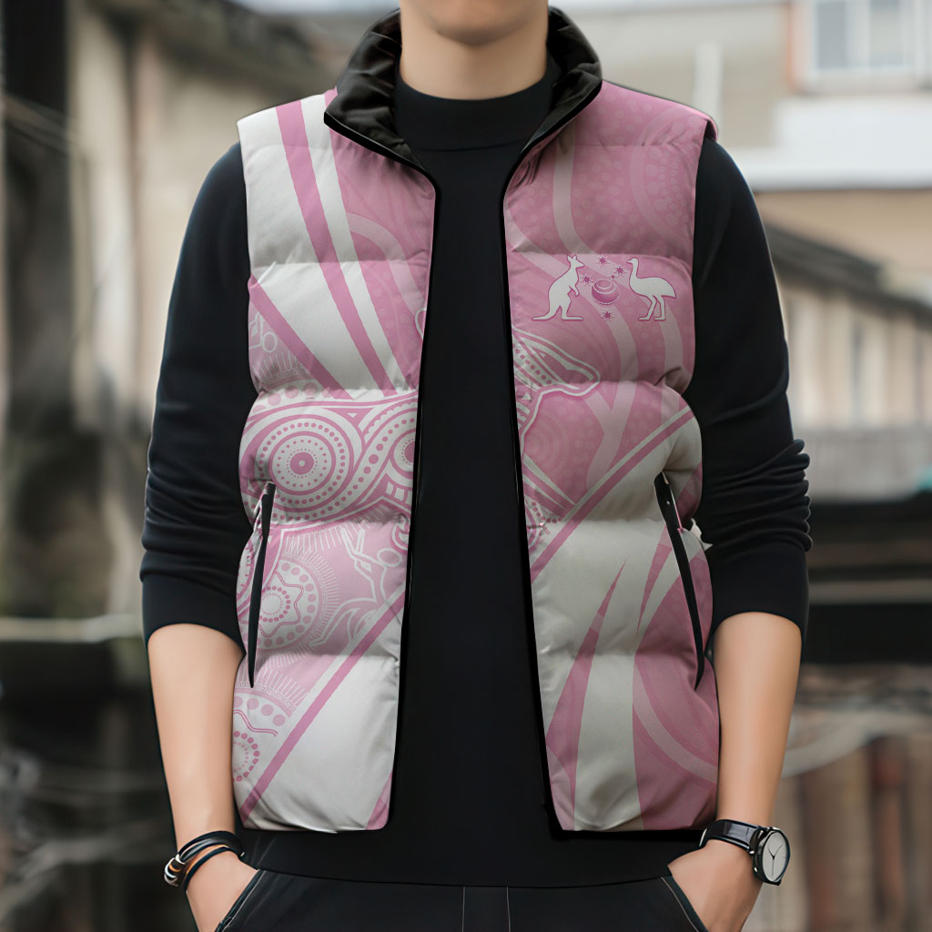 Australia Bowls Personalised Indigenous Pink Round Sleeveless Puffer Jacket