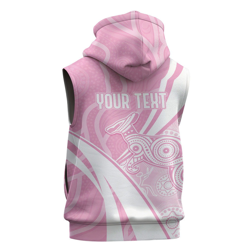 Australia Bowls Personalised Indigenous Pink Round Sleeveless Zip Hoodie