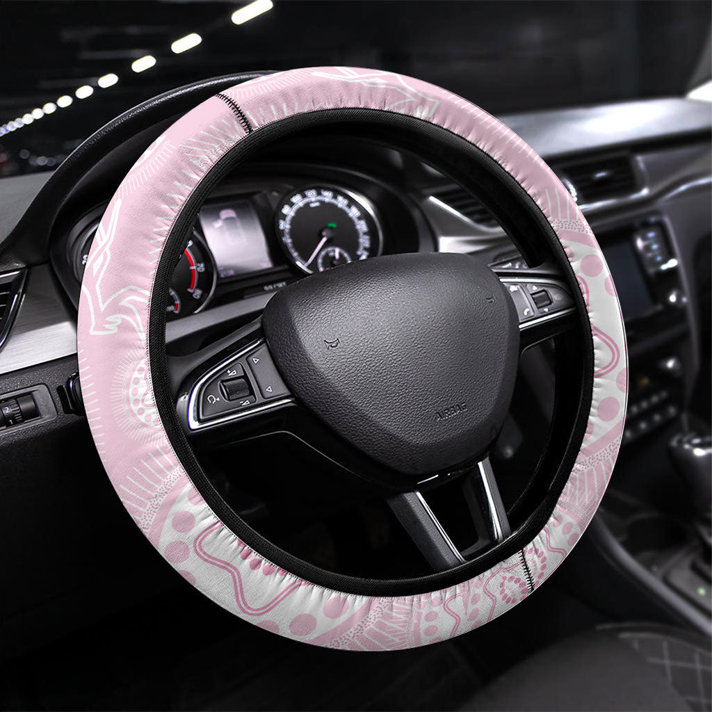 Australia Bowls Indigenous Pink Round Steering Wheel Cover