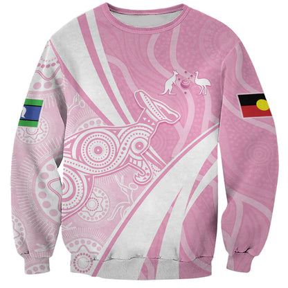 Australia Bowls Personalised Indigenous Pink Round Sweatshirt