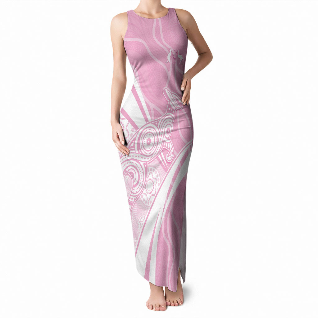 Australia Bowls Personalised Indigenous Pink Round Tank Maxi Dress