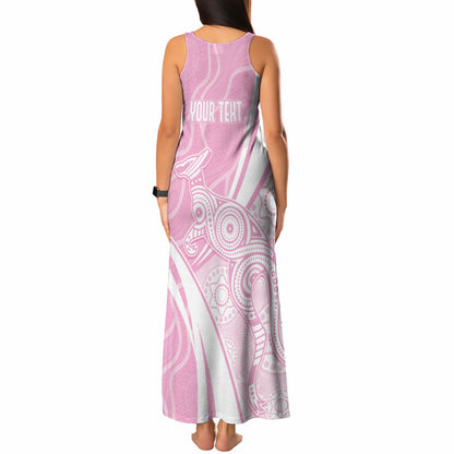 Australia Bowls Personalised Indigenous Pink Round Tank Maxi Dress