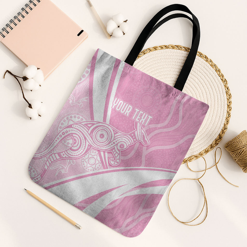 Australia Bowls Personalised Indigenous Pink Round Tote Bag