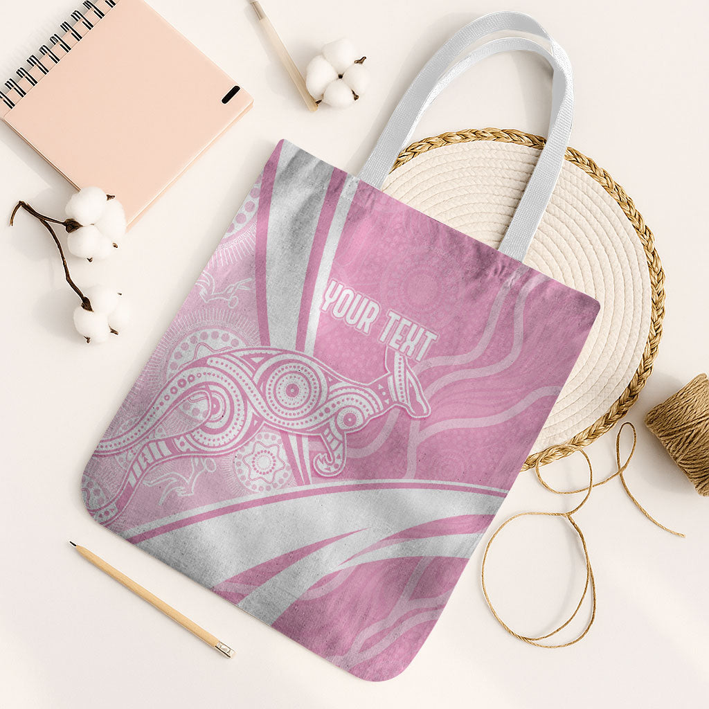 Australia Bowls Personalised Indigenous Pink Round Tote Bag