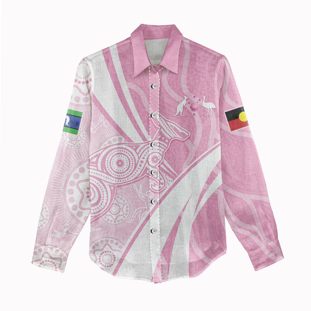 Australia Bowls Personalised Indigenous Pink Round Women Casual Shirt