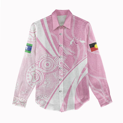 Australia Bowls Personalised Indigenous Pink Round Women Casual Shirt