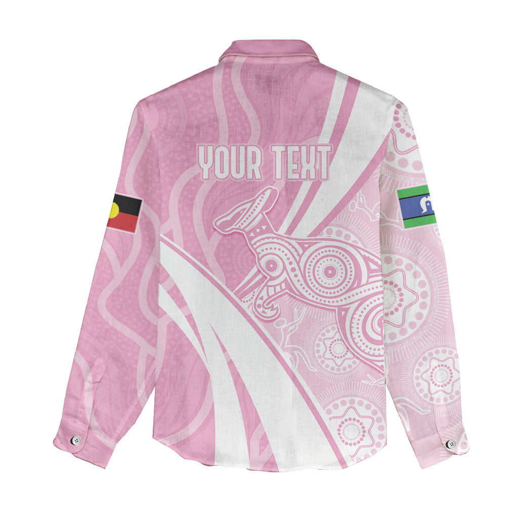 Australia Bowls Personalised Indigenous Pink Round Women Casual Shirt
