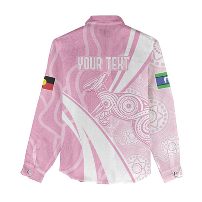 Australia Bowls Personalised Indigenous Pink Round Women Casual Shirt