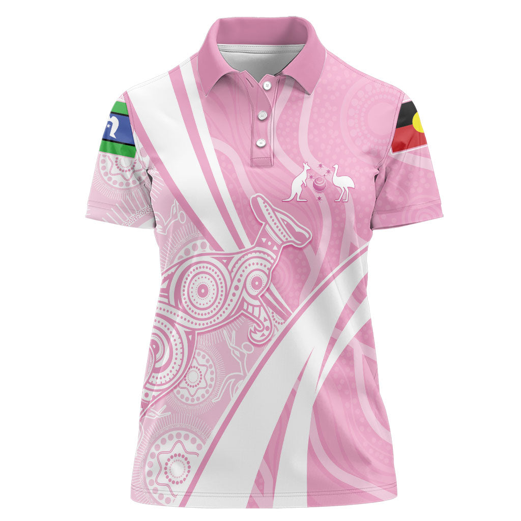 Australia Bowls Personalised Indigenous Pink Round Women Polo Shirt