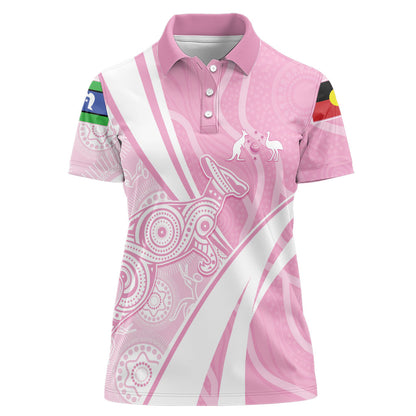 Australia Bowls Personalised Indigenous Pink Round Women Polo Shirt