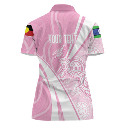 Australia Bowls Personalised Indigenous Pink Round Women Polo Shirt