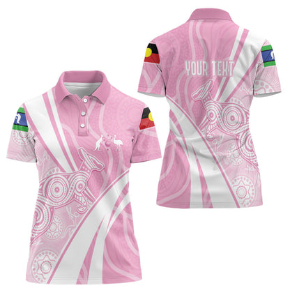 Australia Bowls Personalised Indigenous Pink Round Women Polo Shirt