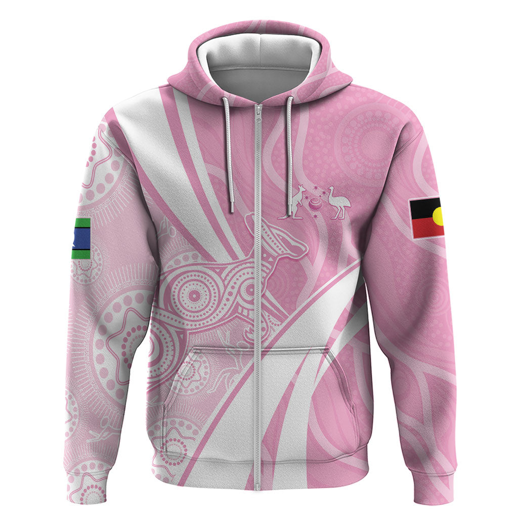 Australia Bowls Personalised Indigenous Pink Round Zip Hoodie