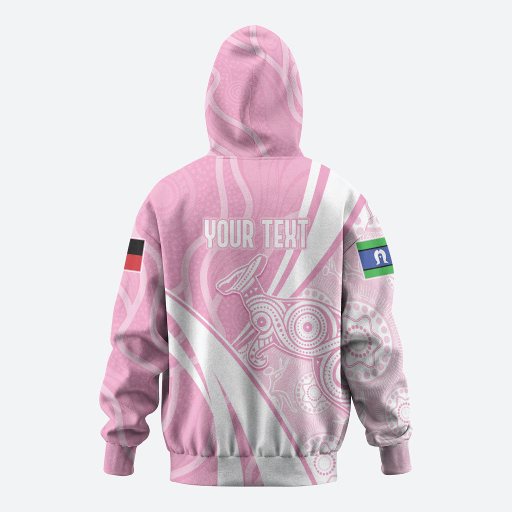 Australia Bowls Personalised Indigenous Pink Round Zip Hoodie