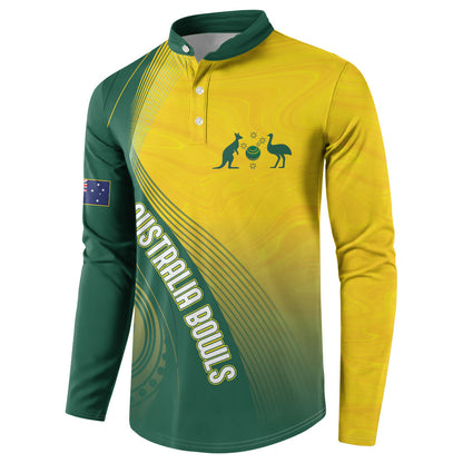 Australia Bowls Personalised Button Sweatshirt Basic Marble Glaze - National Color