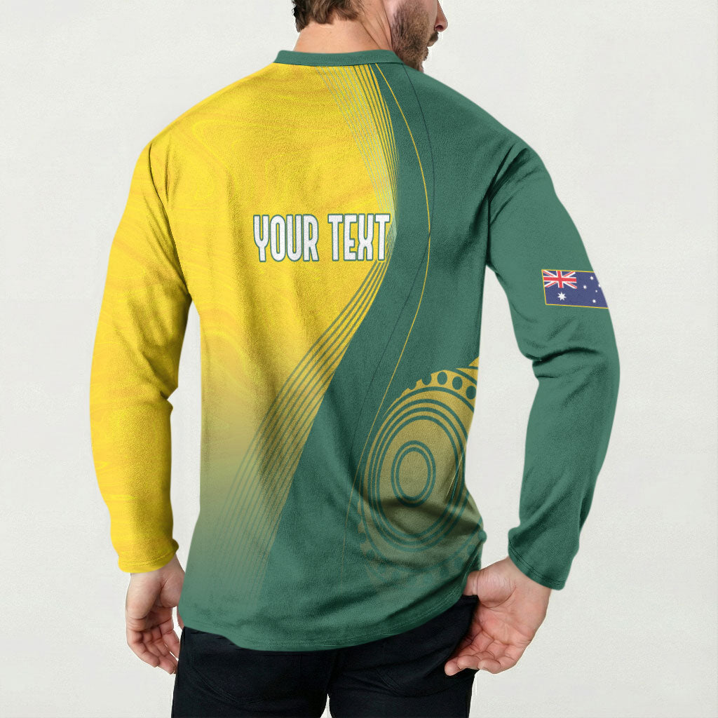 Australia Bowls Personalised Button Sweatshirt Basic Marble Glaze - National Color