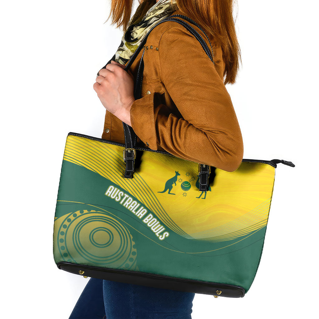Australia Bowls Leather Tote Bag Basic Marble Glaze - National Color