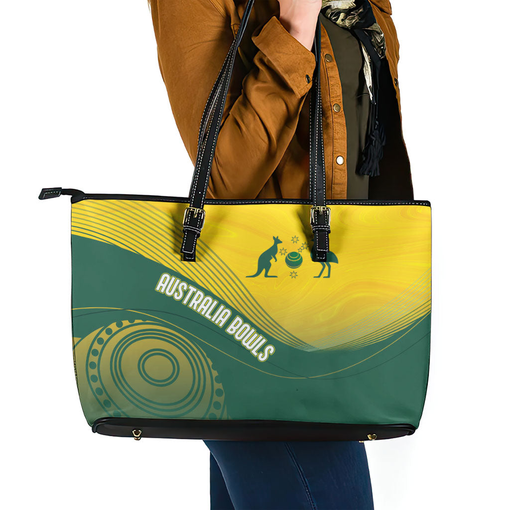 Australia Bowls Leather Tote Bag Basic Marble Glaze - National Color