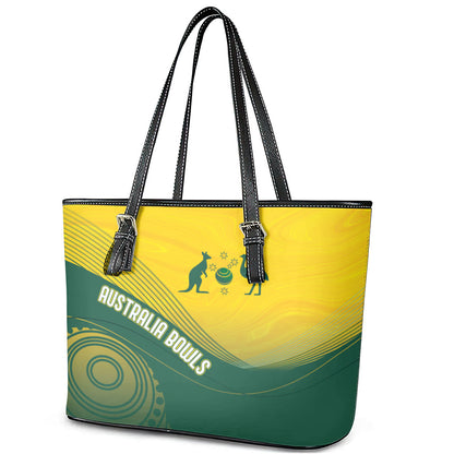 Australia Bowls Leather Tote Bag Basic Marble Glaze - National Color