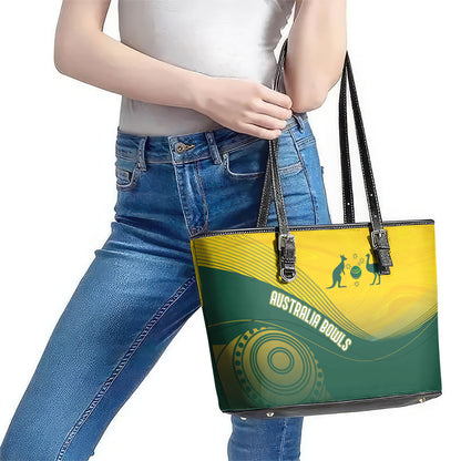 Australia Bowls Leather Tote Bag Basic Marble Glaze - National Color